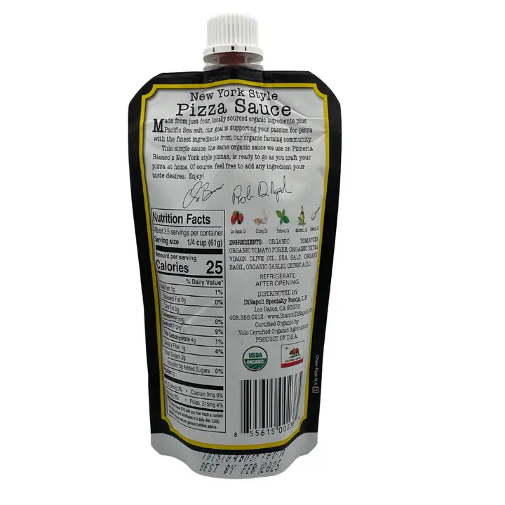 New York Style Pizza Sauce Bianco DiNapoli 8 oz