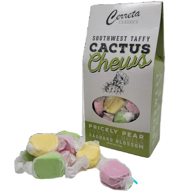 Box of Cerrreta Classics Southwest Taffy Cactus Chews on a white background