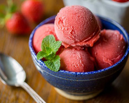 Strawberry Sorbet with Dates