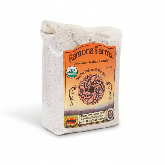 Bag of Ramona Farms organic product on a white surface with a plain background